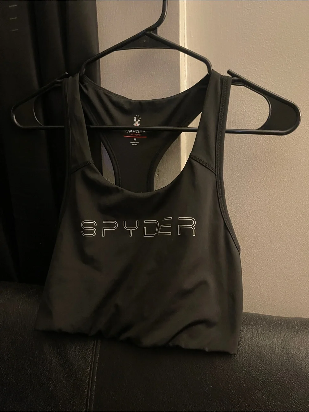 Spyder Women’s Black Racerback Sports Bra W/ Logo Size Medium NWOT